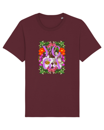 Yoga Este Sportul Meu Favorit Design Cu Flori Burgundy