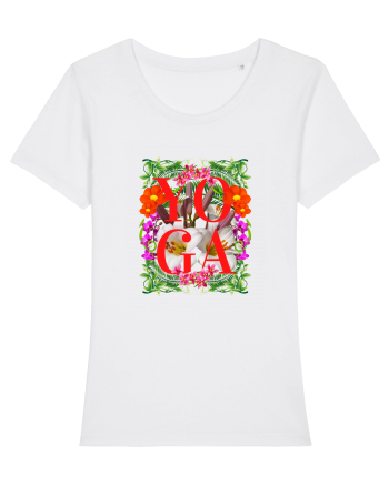 Yoga Este Sportul Meu Favorit Design Cu Flori White