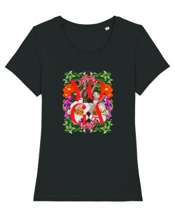 Yoga Este Sportul Meu Favorit Design Cu Flori Black