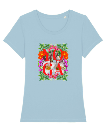 Yoga Este Sportul Meu Favorit Design Cu Flori Sky Blue