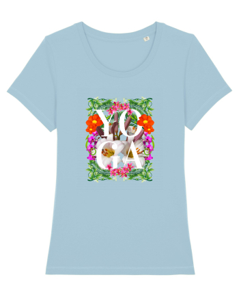 Yoga Este Sportul Meu Favorit Design Cu Flori Sky Blue