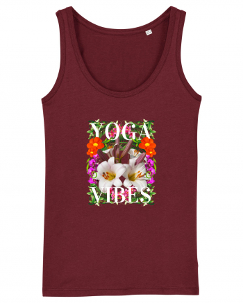 Yoga Vibratii Design Cu Flori Burgundy