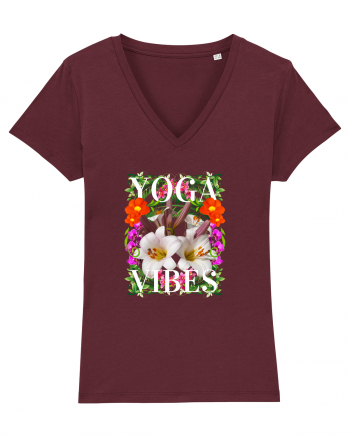 Yoga Vibratii Design Cu Flori Burgundy