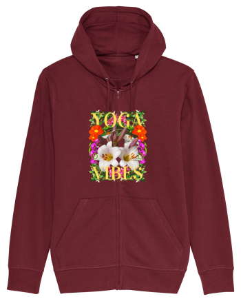 Yoga Vibratii Design Cu Flori Burgundy