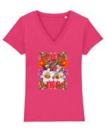 Yoga Vibratii Design Cu Flori Tricou mânecă scurtă guler V Damă Evoker