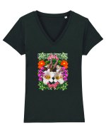 Respira Yoga Vibratii Design Cu Flori Tricou mânecă scurtă guler V Damă Evoker
