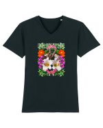 Respira Yoga Vibratii Design Cu Flori Tricou mânecă scurtă guler V Bărbat Presenter