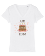 Birthday Cake Tricou mânecă scurtă guler V Damă Evoker