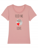 Feed Me Love Tricou mânecă scurtă guler larg fitted Damă Expresser