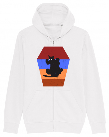 Retro Vintage Cat With 3D  Block White