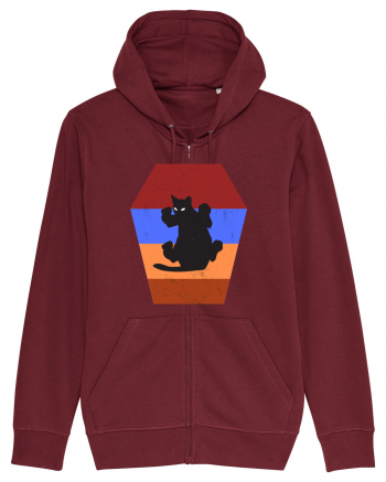 Retro Vintage Cat With 3D  Block Burgundy