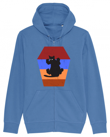 Retro Vintage Cat With 3D  Block Bright Blue