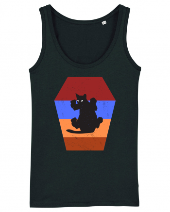 Retro Vintage Cat With 3D  Block Black