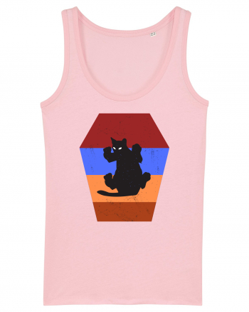 Retro Vintage Cat With 3D  Block Cotton Pink