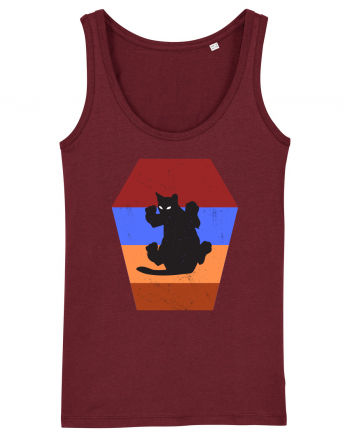 Retro Vintage Cat With 3D  Block Burgundy