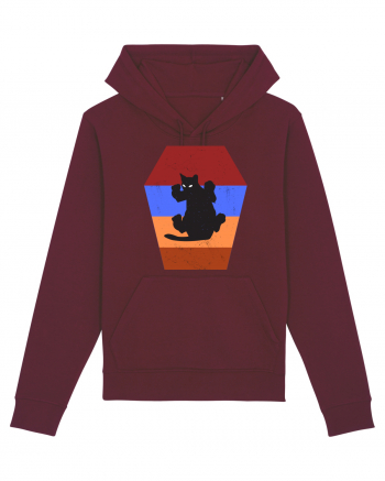 Retro Vintage Cat With 3D  Block Burgundy