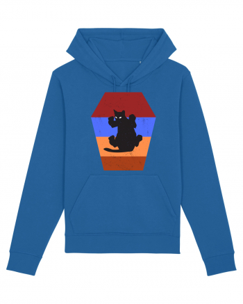 Retro Vintage Cat With 3D  Block Royal Blue