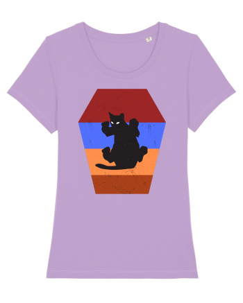 Retro Vintage Cat With 3D  Block Lavender Dawn