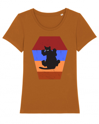 Retro Vintage Cat With 3D  Block Roasted Orange