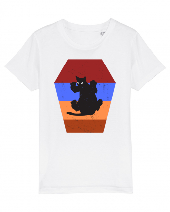 Retro Vintage Cat With 3D  Block White