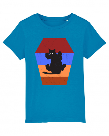 Retro Vintage Cat With 3D  Block Azur