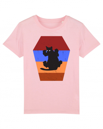 Retro Vintage Cat With 3D  Block Cotton Pink