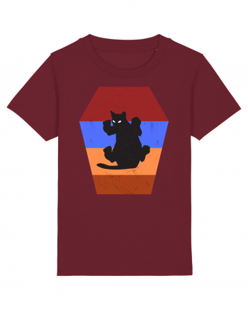 Retro Vintage Cat With 3D  Block Burgundy