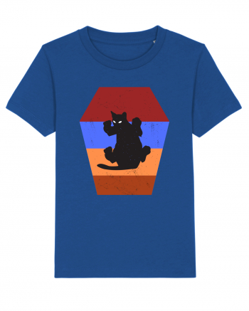 Retro Vintage Cat With 3D  Block Majorelle Blue