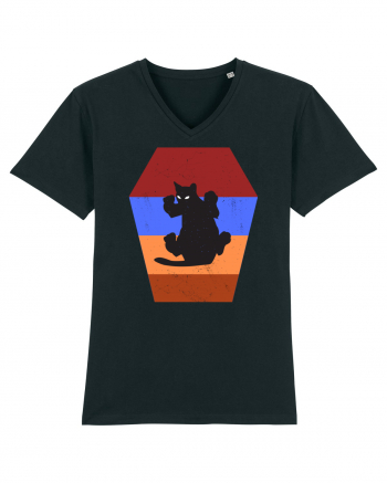 Retro Vintage Cat With 3D  Block Black