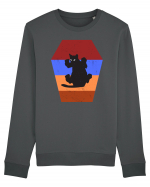 Retro Vintage Cat With 3D  Block Bluză mânecă lungă Unisex Rise