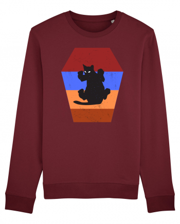 Retro Vintage Cat With 3D  Block Burgundy