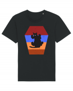 Retro Vintage Cat With 3D  Block Tricou mânecă scurtă Unisex Rocker