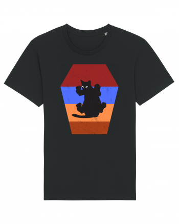 Retro Vintage Cat With 3D  Block Black