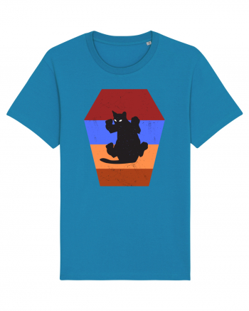 Retro Vintage Cat With 3D  Block Azur