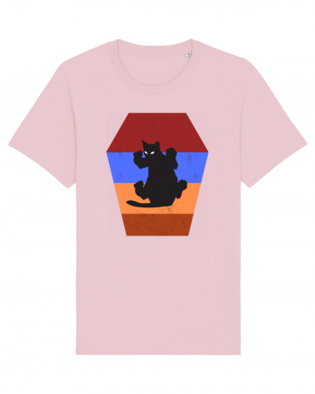 Retro Vintage Cat With 3D  Block Cotton Pink