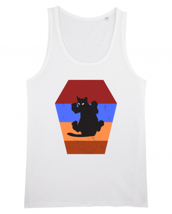 Retro Vintage Cat With 3D  Block White