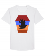 Retro Vintage Cat With 3D  Block Tricou mânecă scurtă guler larg Bărbat Skater