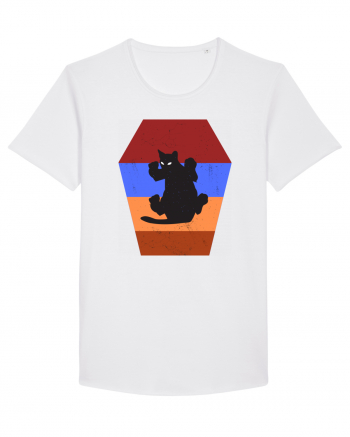 Retro Vintage Cat With 3D  Block White