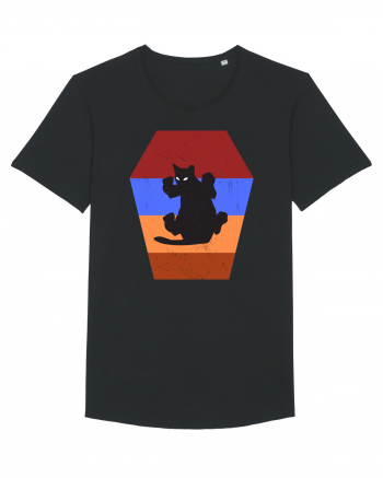 Retro Vintage Cat With 3D  Block Black