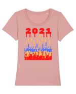 Funny 2021 Tricou mânecă scurtă guler larg fitted Damă Expresser