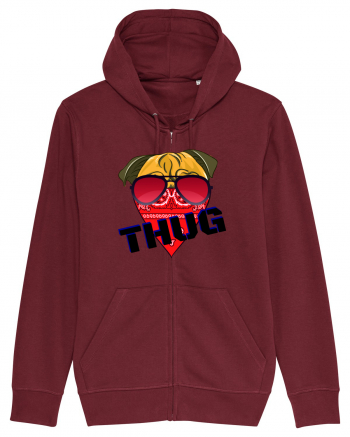 Funny Pug Pun .Thug tshirt Burgundy