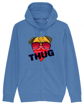 Funny Pug Pun .Thug tshirt Bright Blue