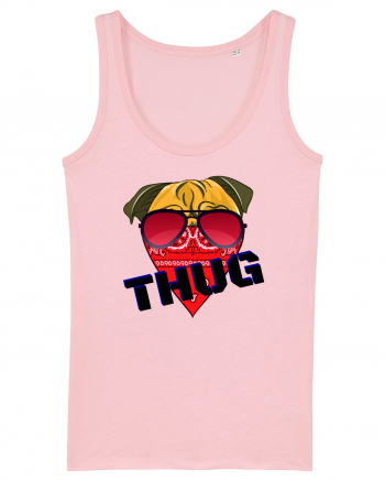 Funny Pug Pun .Thug tshirt Cotton Pink