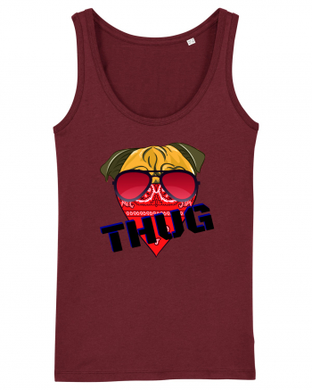 Funny Pug Pun .Thug tshirt Burgundy