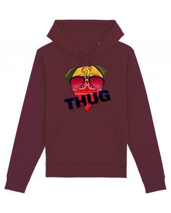 Funny Pug Pun .Thug tshirt Burgundy