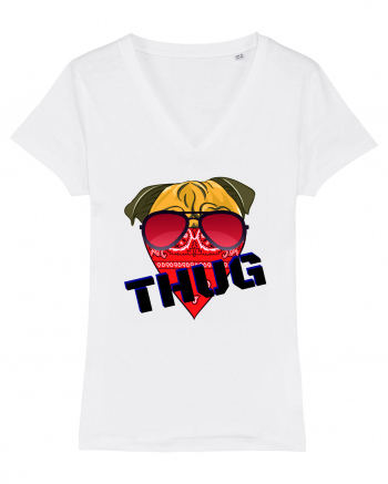 Funny Pug Pun .Thug tshirt White