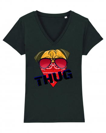 Funny Pug Pun .Thug tshirt Black