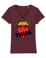 Funny Pug Pun .Thug tshirt Tricou mânecă scurtă guler V Damă Evoker