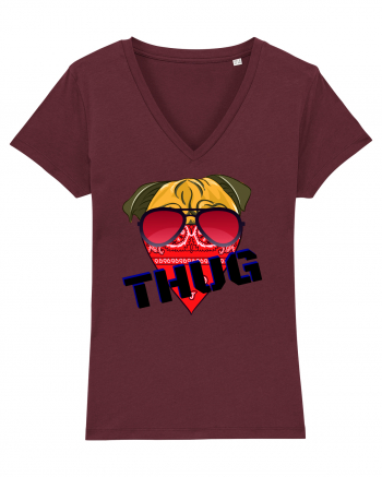 Funny Pug Pun .Thug tshirt Burgundy