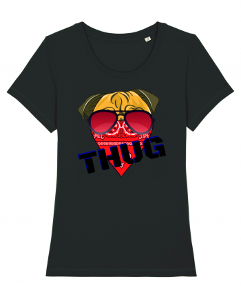 Funny Pug Pun .Thug tshirt Black